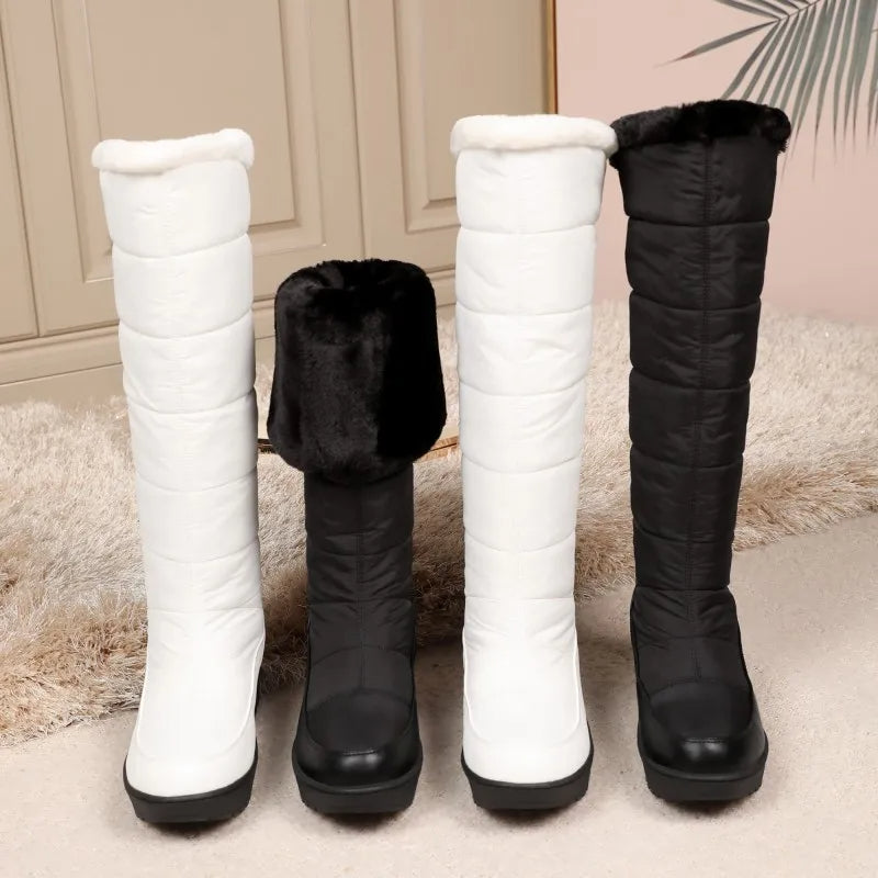 Bottes de neige longues et imperméables à semelles épaisses