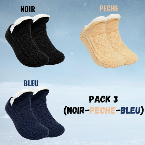 Chaussons-Chaussettes Thermiques Antidérapants Doublés